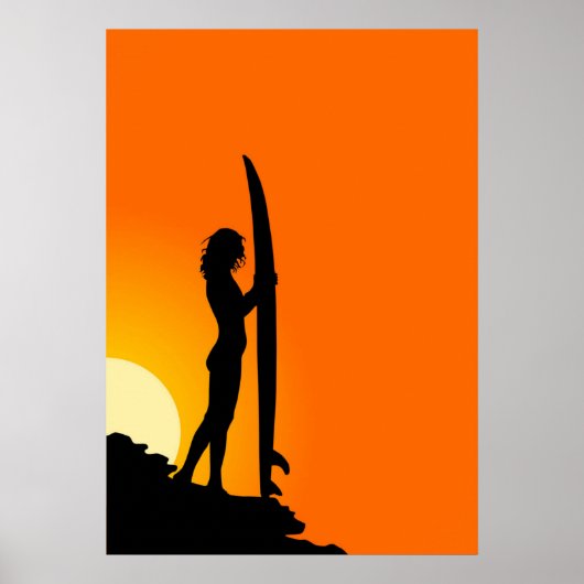 Silhouette-Poster für Surfer Poster (Vorne)