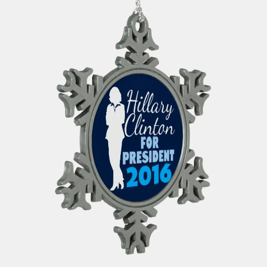 Silhouette-Präsident 2016 Hillary Clinton Schneeflocken Zinn-Ornament (Links)