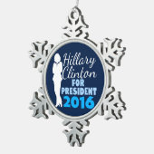 Silhouette-Präsident 2016 Hillary Clinton Schneeflocken Zinn-Ornament (Rechts)