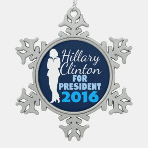 Silhouette-Präsident 2016 Hillary Clinton Schneeflocken Zinn-Ornament