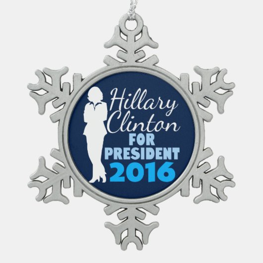 Silhouette-Präsident 2016 Hillary Clinton Schneeflocken Zinn-Ornament (Vorderseite)