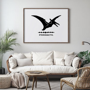 Silhouette Pterodactyl Dinosaur Poster
