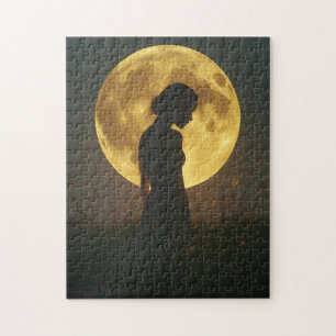 Silhouette-Puzzle am Mondschein - Traumhafte Nacht Puzzle