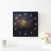 Silhouette Quadratische Wanduhr (Zuhause)