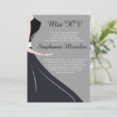 Silhouette Quinceanera Einladung (Stehend Vorderseite)