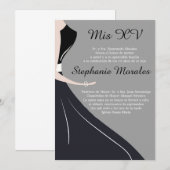 Silhouette Quinceanera Einladung (Vorne/Hinten)