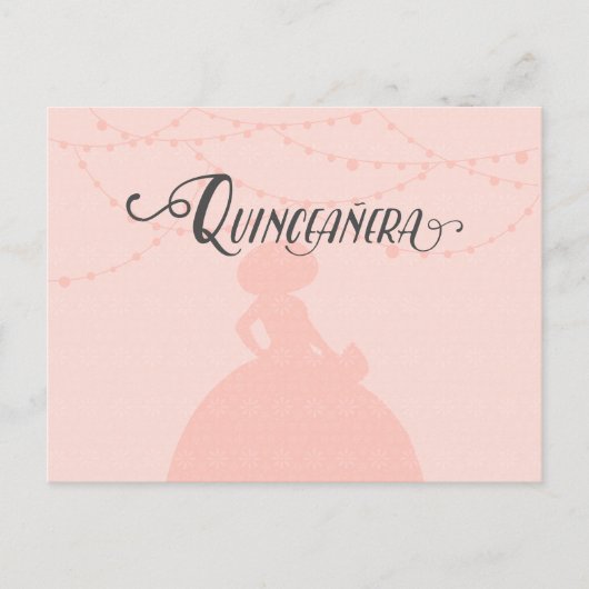 Silhouette Quinceanera Einladungspostkarte (Vorderseite)