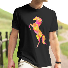 Silhouette Reiten Feuer Flammen Abstrakt Elegante T-Shirt