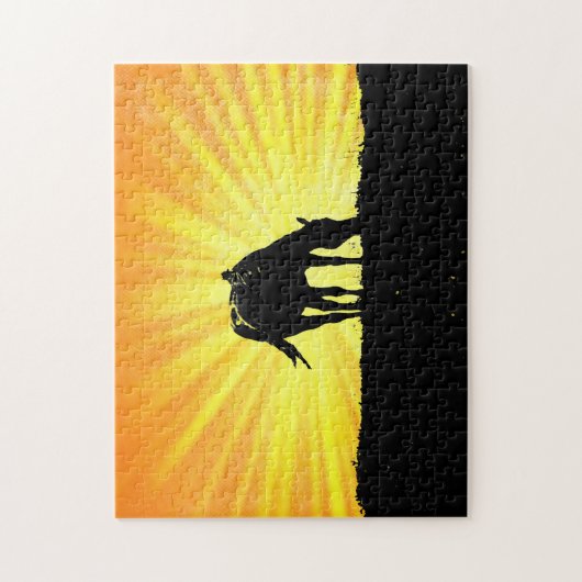 Silhouette Reiten und Sonnenbaden Puzzle (Vertikal)