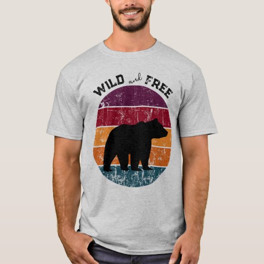 Silhouette Retro Streifen Wild frei T-Shirt (Vorderseite)