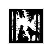 Silhouette Riding Hood Tree Forest Wolf Gummistempel (Prägung)