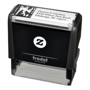 Silhouette Riding Hood Trees Woods Bird Wolf Permastempel