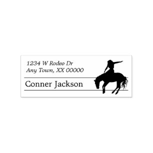Silhouette Rodeo Bucking Horse Rücksendeadresse Gummistempel