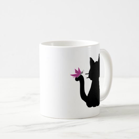 Silhouette Rosa Schmetterling Kaffeetasse (VorderseiteRechts)