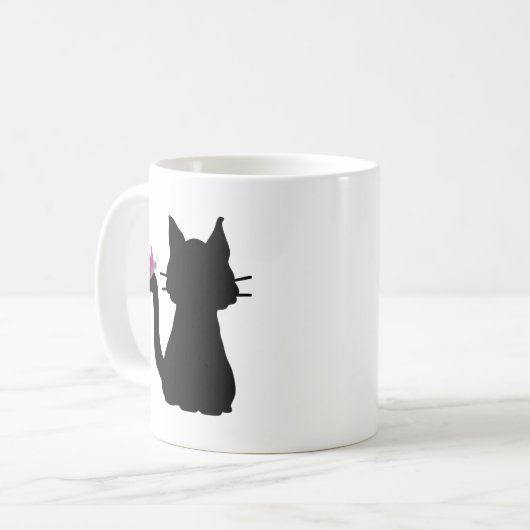 Silhouette Rosa Schmetterling Kaffeetasse (Vorderseite Links)