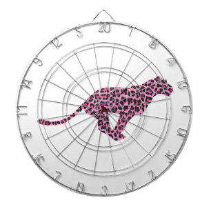 Silhouette Rosa und Schwarzer Leopard Dartscheibe