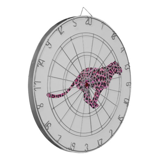 Silhouette Rosa und Schwarzer Leopard Dartscheibe (Vorderseite Links)