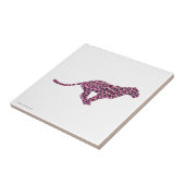 Silhouette Rosa und Schwarzer Leopard Fliese (Seite)