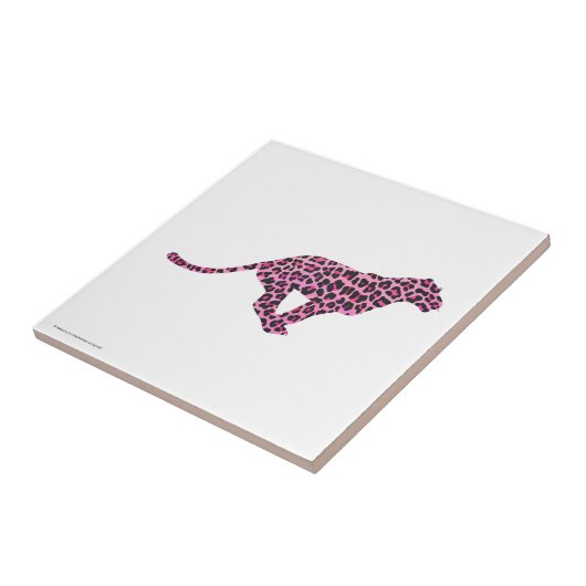 Silhouette Rosa und Schwarzer Leopard Fliese (Seite)