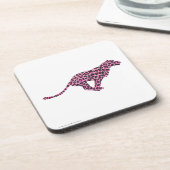 Silhouette Rosa und Schwarzer Leopard Getränkeuntersetzer (Linke Seite)