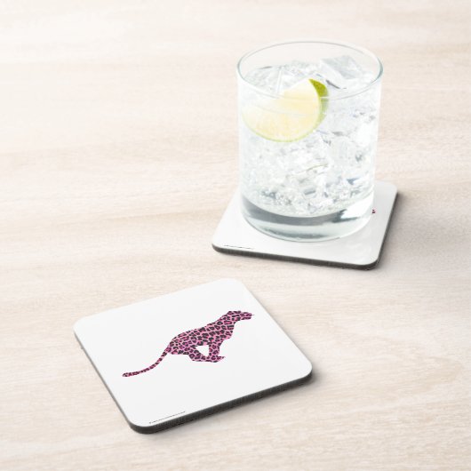 Silhouette Rosa und Schwarzer Leopard Getränkeuntersetzer (Rechte Seite)