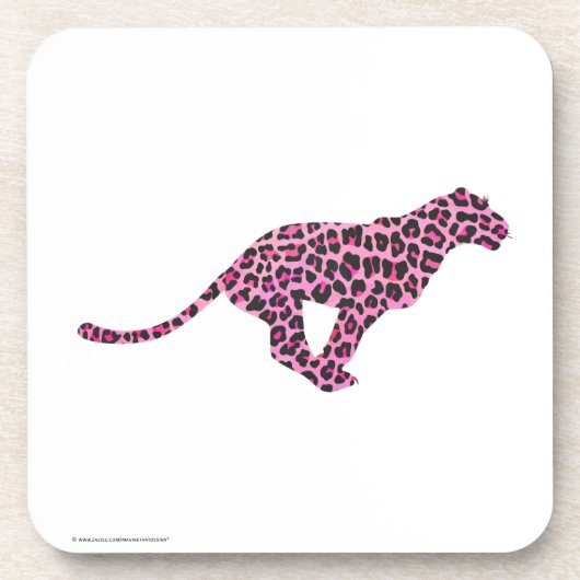 Silhouette Rosa und Schwarzer Leopard Getränkeuntersetzer (Vorderseite)
