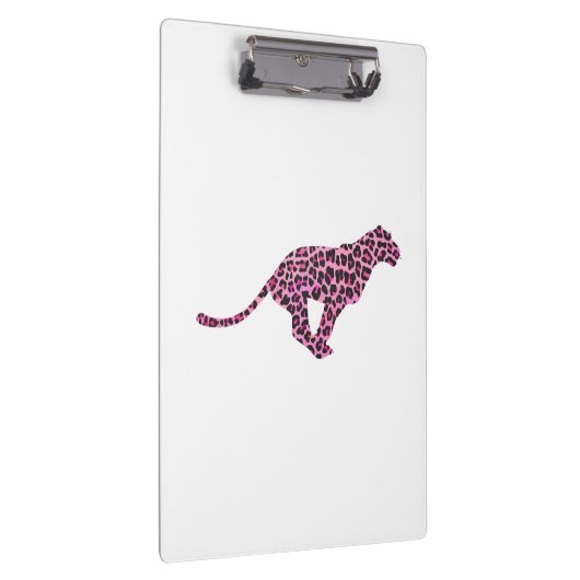 Silhouette Rosa und Schwarzer Leopard Klemmbrett (Rechts)