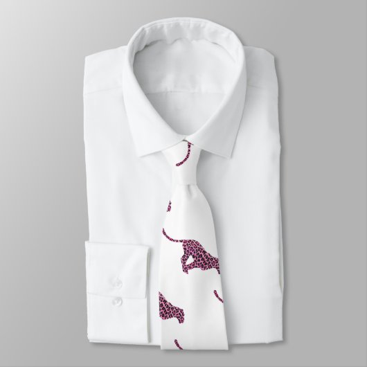 Silhouette Rosa und Schwarzer Leopard Krawatte (Gebunden)