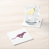 Silhouette Rosa und Schwarzer Leopard Rechteckiger Pappuntersetzer (Vor Ort)