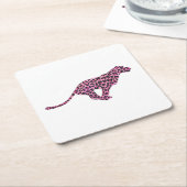 Silhouette Rosa und Schwarzer Leopard Rechteckiger Pappuntersetzer (angewinkelt)