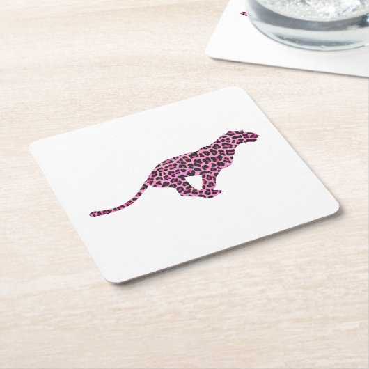 Silhouette Rosa und Schwarzer Leopard Rechteckiger Pappuntersetzer (angewinkelt)