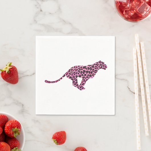 Silhouette Rosa und Schwarzer Leopard Serviette (Beispiel)