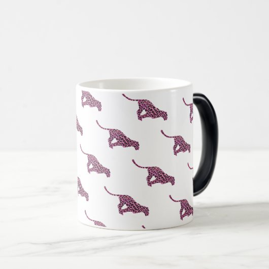 Silhouette Rosa und Schwarzer Leopard Verwandlungstasse (VorderseiteRechts)