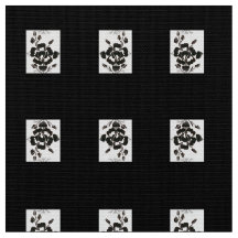 Silhouette Rose Schwarz auf Baumwolle Poly Fabric 