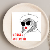 Silhouette Rot & Weiß weibliche Mode Quadratische Visitenkarte