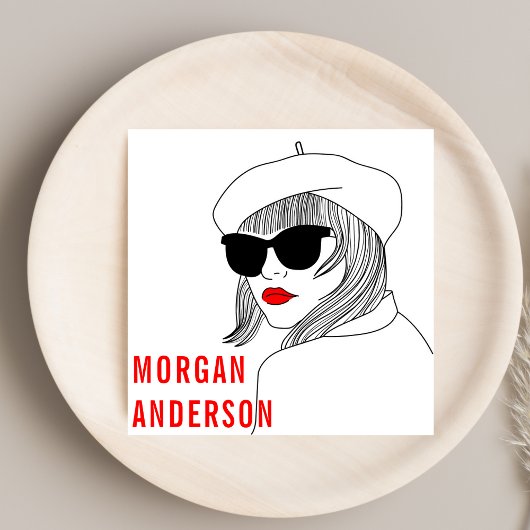 Silhouette Rot & Weiß weibliche Mode Quadratische Visitenkarte