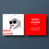 Silhouette Rot & Weiß weibliche Mode Quadratische Visitenkarte