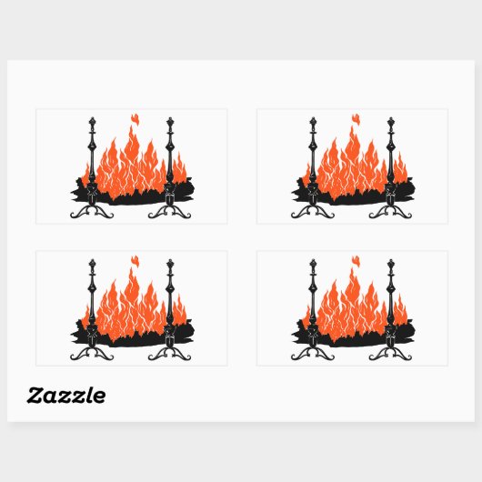 Silhouette Rote Flammen Rechteckiger Aufkleber (Blatt)