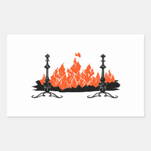 Silhouette Rote Flammen Rechteckiger Aufkleber