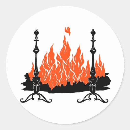 Silhouette Rote Flammen Runder Aufkleber (Vorderseite)