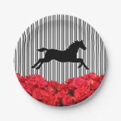 Silhouette Rote Rosen Derby Brautparty Pappteller (Vorderseite)