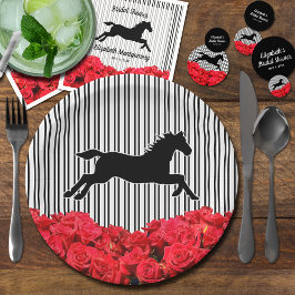 Silhouette Rote Rosen Derby Brautparty Pappteller