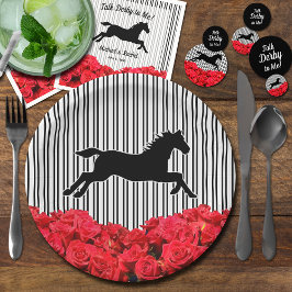 Silhouette Rote Rosen Schwarze Streifen Derby Pappteller