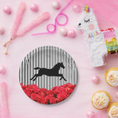 Silhouette Rote Rosen Schwarze Streifen Derby Pappteller (Party)