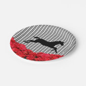 Silhouette Rote Rosen Schwarze Streifen Derby Pappteller (Schrägansicht)