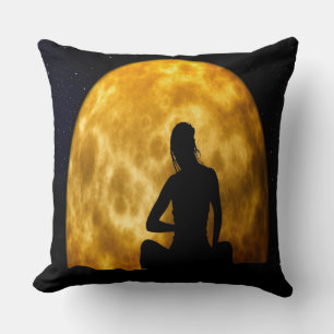 Silhouette Roter Mond Nacht Kissen