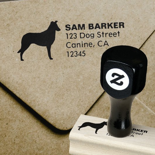 Silhouette-Rücksendeadresse von Smooth Collie Hund Gummistempel