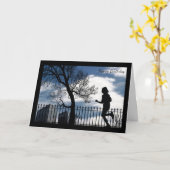 Silhouette-Runner in der Geburtskarte der Stadt Karte (Gelbe Blume)