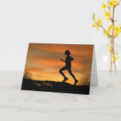Silhouette Runner mit Sunset Birthday Card Karte (Gelbe Blume)
