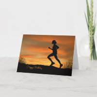 Silhouette Runner mit Sunset Birthday Card